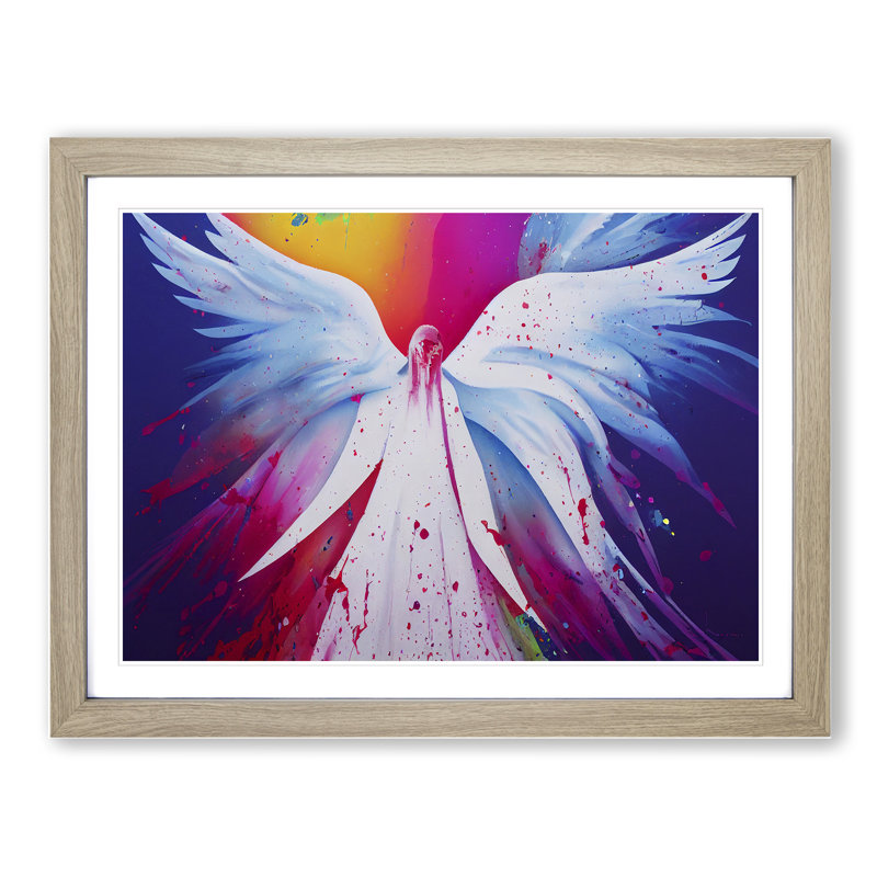 Angel Painted Vol.3 Abstract 1 Piece Single Picture Frame Wall Art, 34cm H x 46cm W x 2cm D, Oak Framed