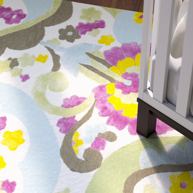 Lawanda Hand Tufted Wool & Viscose Floral Rug, Rectangle 4' x 6'