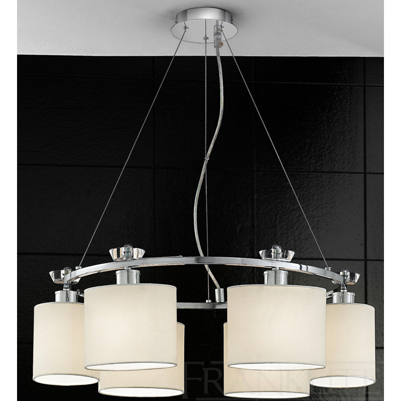 4-6 - Light Drum Pendant, Chrome, 22cm, Energy Efficient Bulbs Not Included