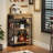 Coffee Bar Cart With Storage, 3-Tier Coffee Table With Drawer For Home Buffets & Sideboards,Coffee Station Corner Table With Rolling Wheels For Kichen, Entryway,(Brown And Black)