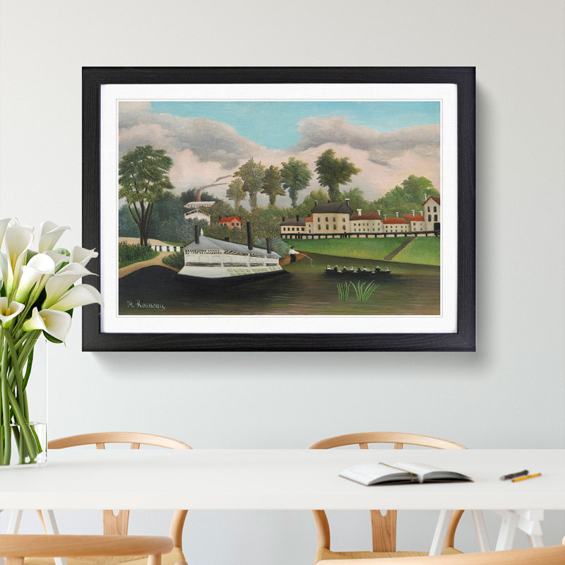 The Laundry Boat by Henri Rousseau - Picture Frame Painting, 48cm H x 65cm W x 2cm D, Black