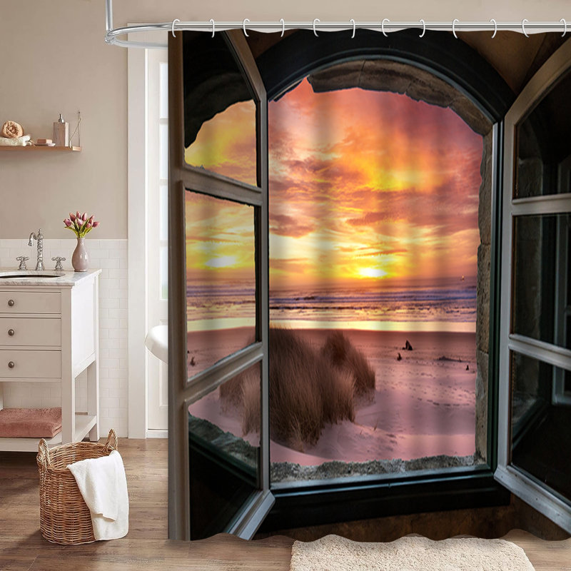 Rideau de douche Beach Ocean Sunset, L 72 po x l 78 po