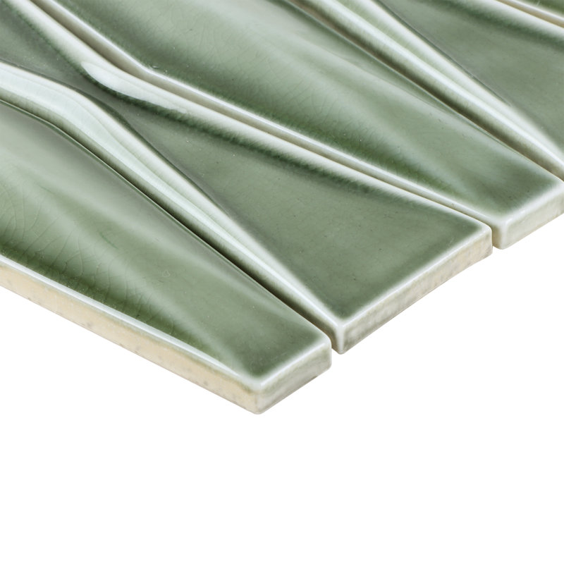 Carreau de mosaïque en verre 13 po x 16 po Divine Harlequin (1,39 pieds carrés / feuille), Vert foncé