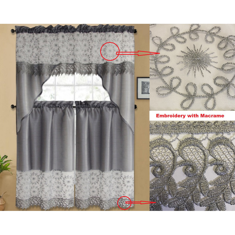 Monquel Tailored Kitchen Curtain, Gray