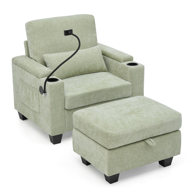 Fauteuil inclinable réglable avec chenille cyan, caractéristiques de rangement pour la détente à la maison