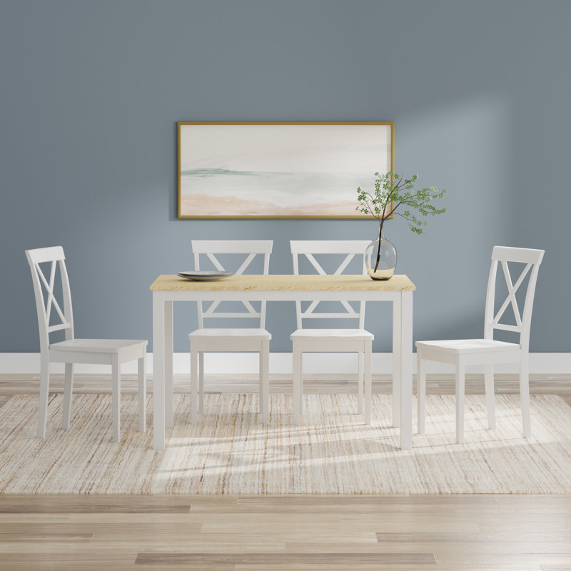 Ensemble repas pour 6 personnes Turville, Blanc, Naturel / Blanc, Ensemble repas 5 pièces