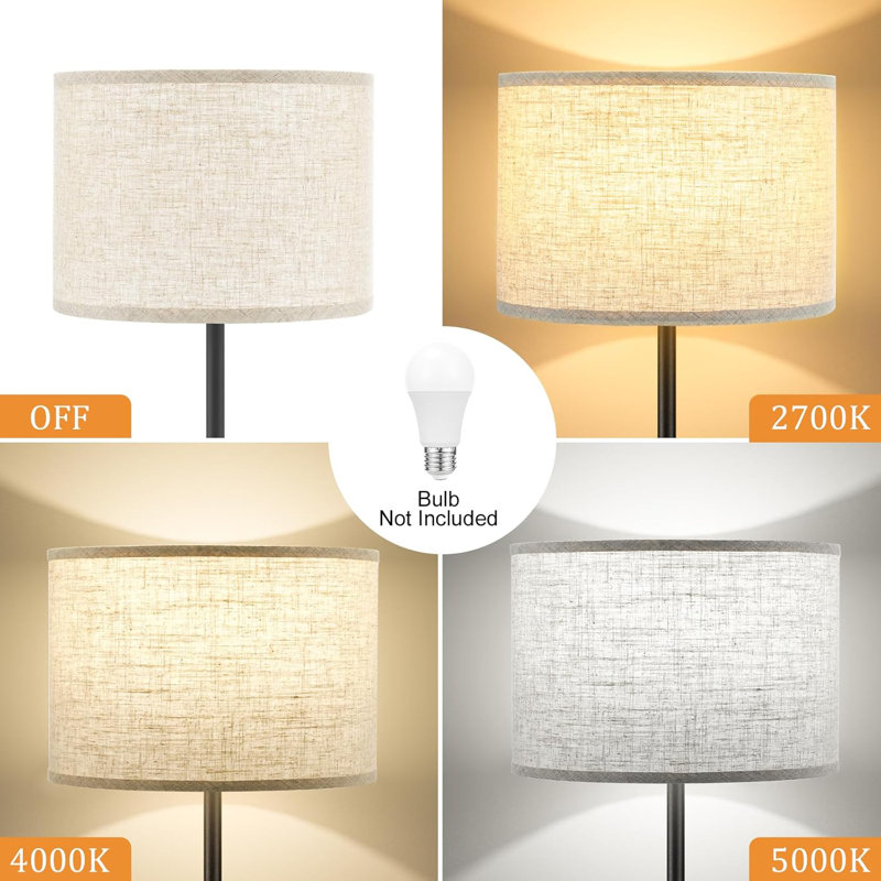 Petite lampe sur pied moderne de 60 po au design simple, Noir, Beige