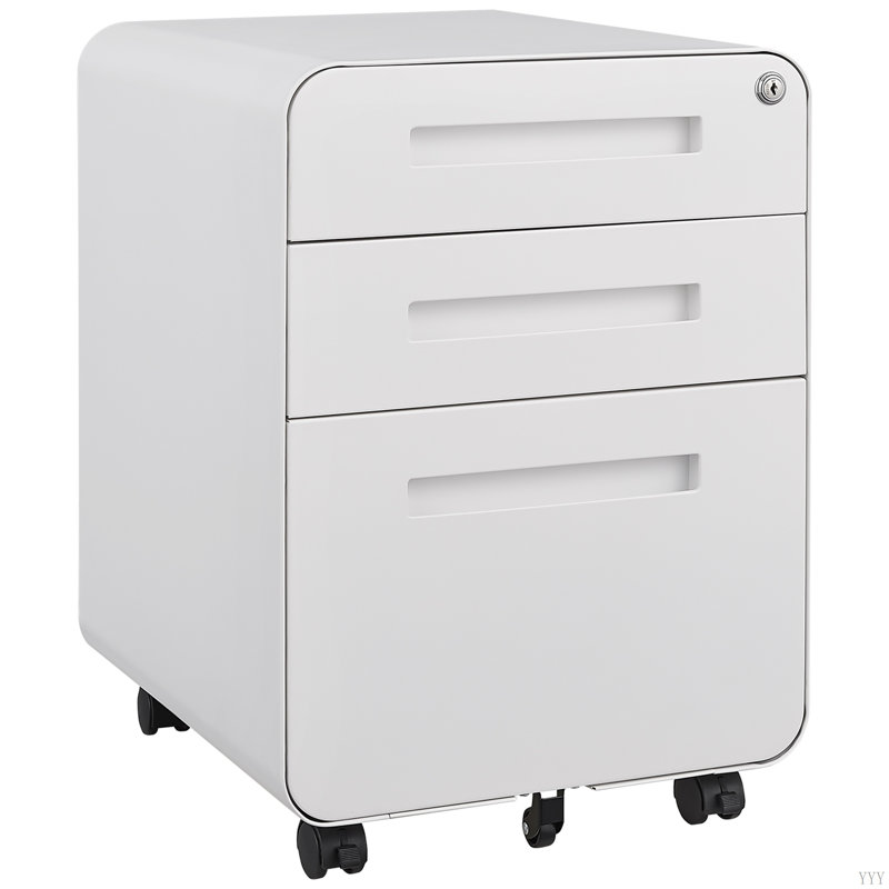3 Drawer Mobile File Cabinet Under Desk Office,Simple Style Versatile Storage Cabinet For Legal/Letter/A4 Files, 5 Wheel Design Anti-Tilting Cold Rolled Steel Waterproof Moisture-Proof