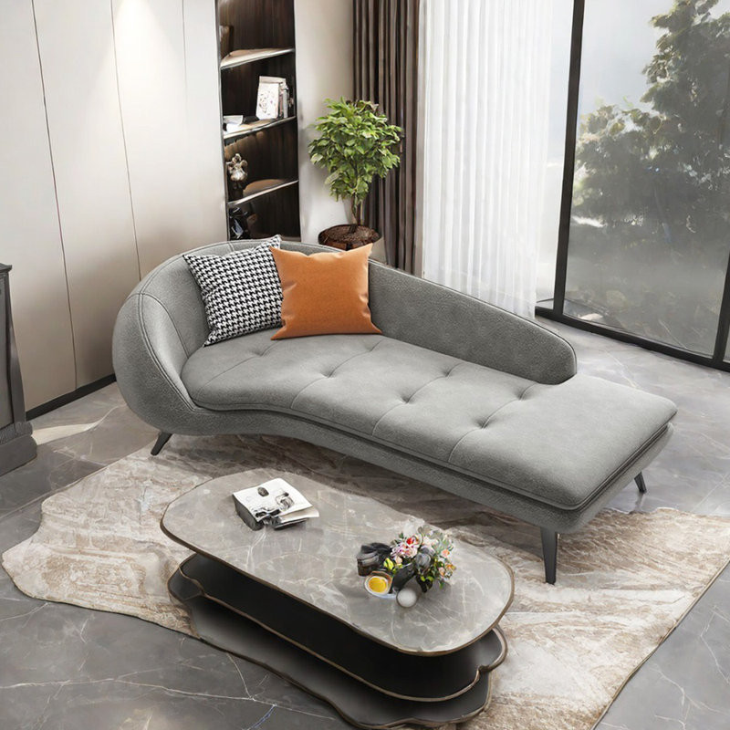Méridiennes confortables à coussin épais Comfy, Accoudoir à gauche (vu de face), Mélange de polyester gris
