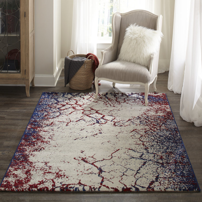 Tapis bleu marine / gris Khalil, Rectangle 3 pi 11 po x 5 pi 7 po