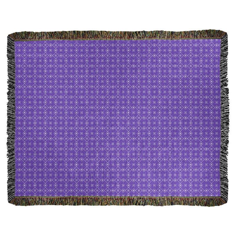 Couverture en coton tissé Katelyn Elizabeth, l 37 po x L 52 po, Mauve / Blanc