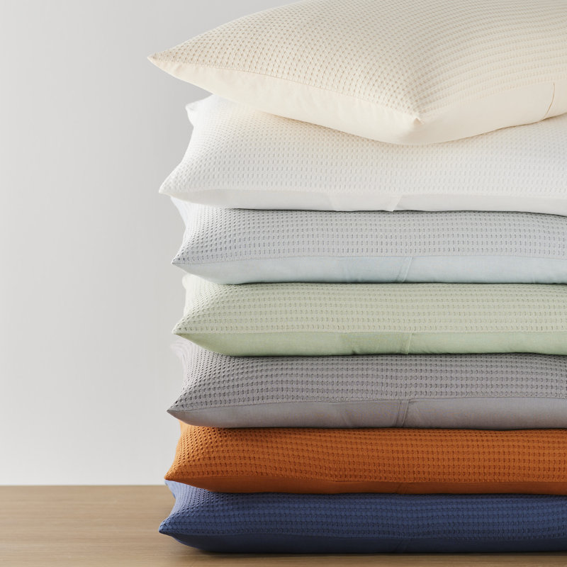 Felix Cotton Waffle Sham Set, White, King
