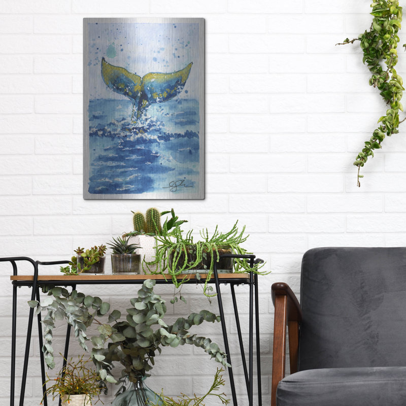 Art mural en métal «Whale Tail» par Anika Goodhue, H 16 po x l 12 po