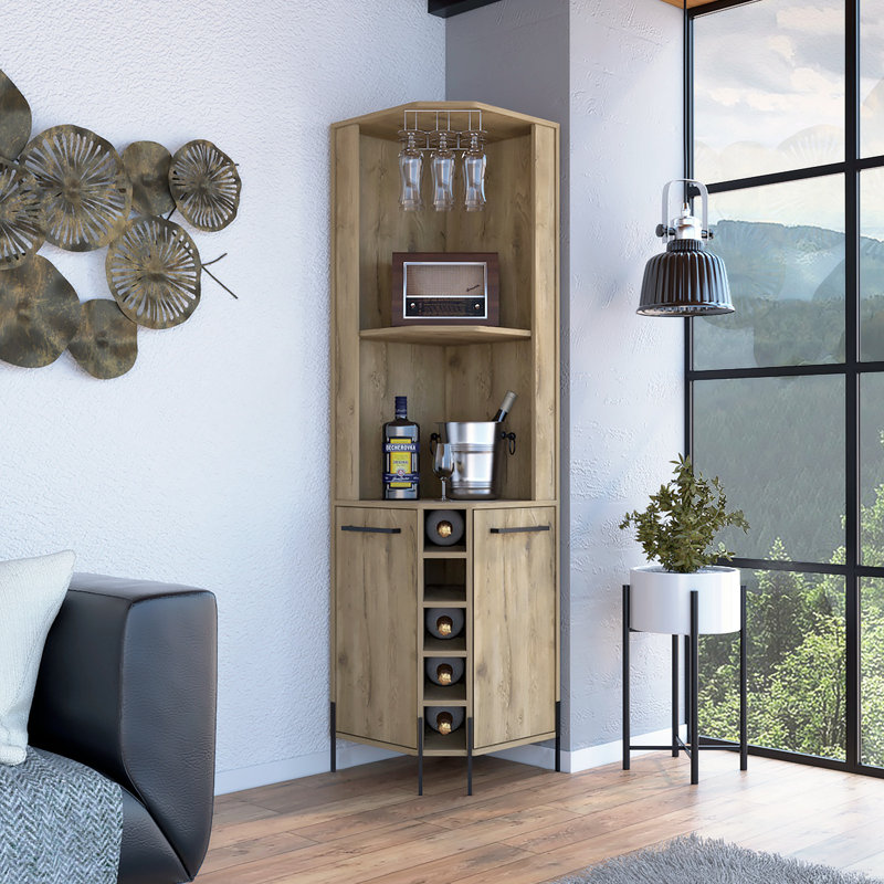 Bar avec 5 casiers à vin et porte-gobelets