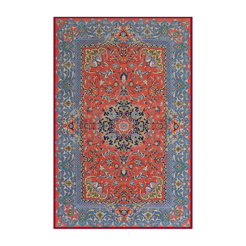 Tapis bleu / rouge en laine Kelsi, Rectangle 5 pi x 8 pi
