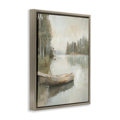 Canoe at Quiet Dock Floating Frame, design by Petal Prints Design