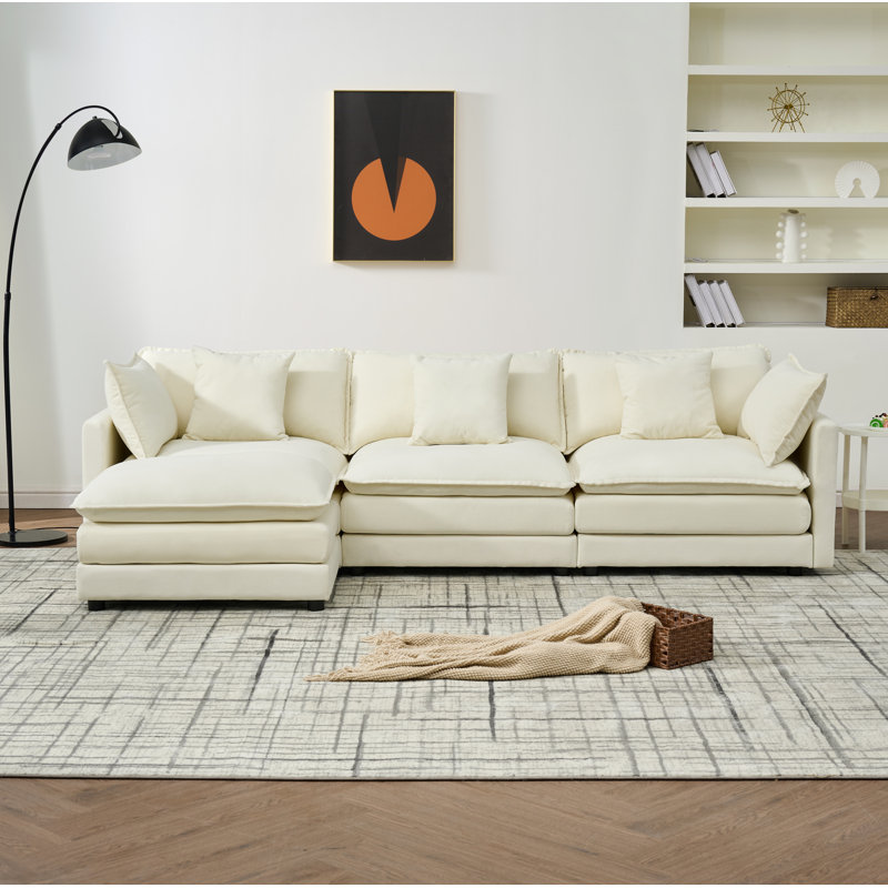 Canapé modulaire combiné, canapé nuage confortable, canapé combiné de style repose-pieds, canapé en chenille, canapé à assise profonde avec coussins,