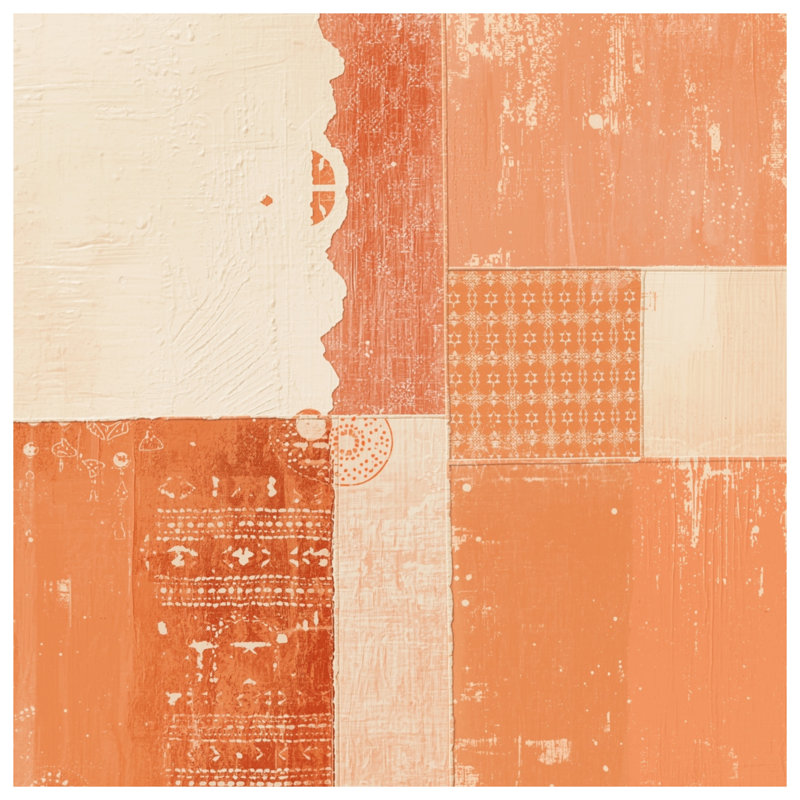 Orange Beige Patchwork Quilted Bedspread All Sizes, Twin