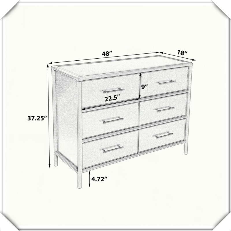 Élégante armoire de rangement à 6 tiroirs de salon, pratique, durable et polyvalente, Naturel