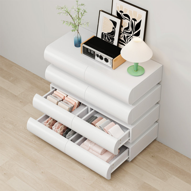 Commode 8 tiroirs pour chambre à coucher, Blanc