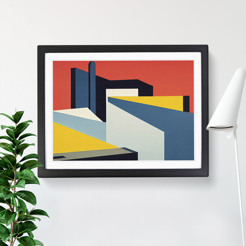 Ingenious Modern Abstract - Framed Print, Black, 46cm H x 64cm W x 2cm D