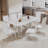 67'' Rectangular Faux Marble Top Double Pedestal Dining Table Set-851328227-851328226