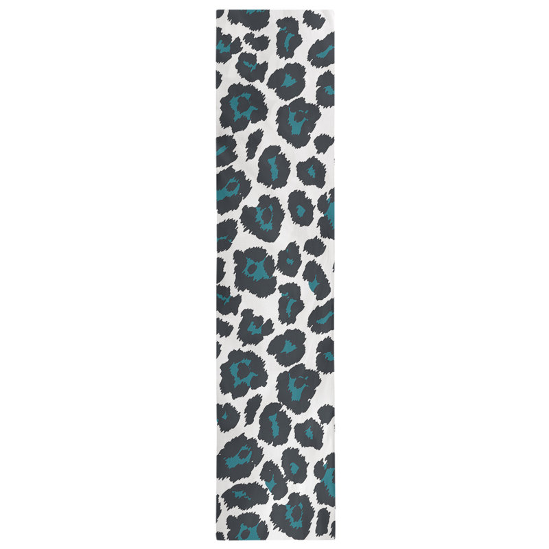 Animal Print Table Runner, 90" x 16", White/Green/Black