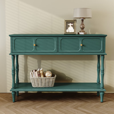 Mid-Century Console Table with 2 Doors for Entry and Living Room,Brown
