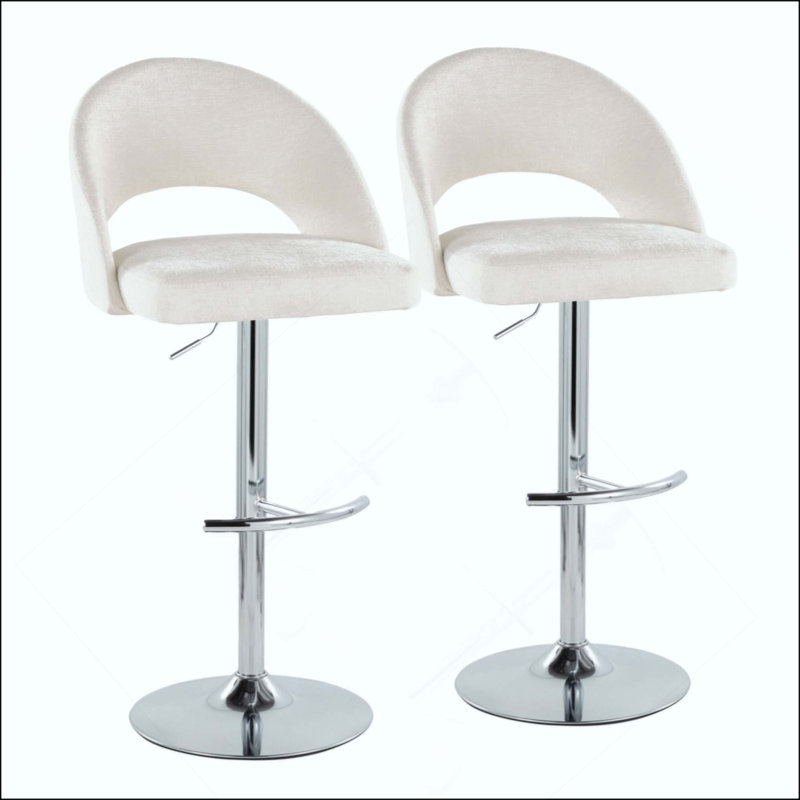 Repose-pieds de tabouret de bar réglable - ensemble de 2, Siège beige / structure argentée
