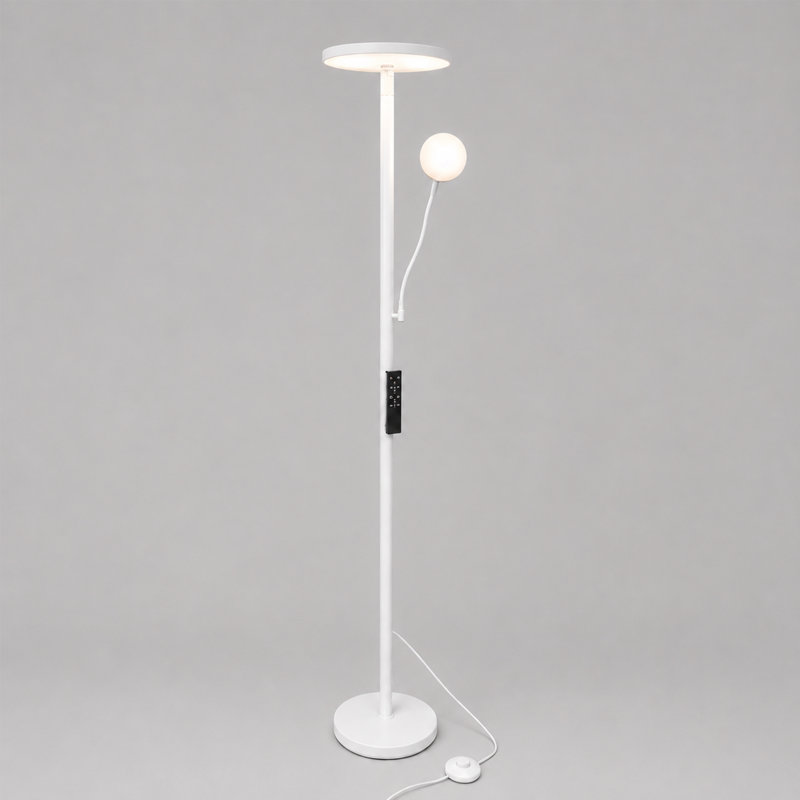 Lampe de lecture torchère sur pied 69 po à DEL à intensité variable avec télécommande et interrupteur au pied, White