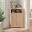 Armoire de coin de salle de bain avec rangement ouvert - Armoire cannelée moderne avec 2 portes et tablette réglable, rangement compact pour la salle de bain, la cuisine, le salon ou le garde-manger