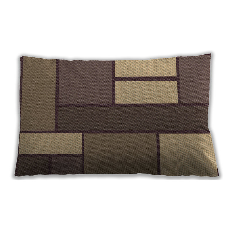 Coussin lombaire géométrique, Brun, Microsuède