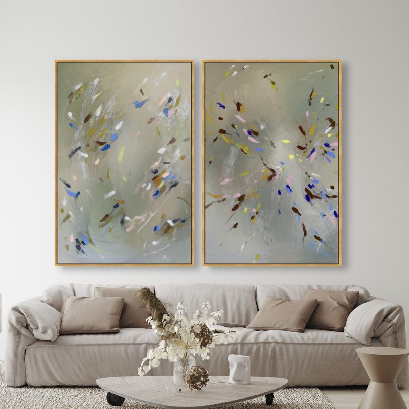 Spontaneous Traces Set Set by Oliver Gal, 110"H x 74"W, Gold Floater Frame