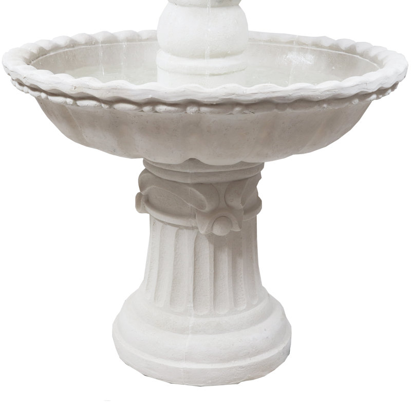 Fontaine d'eau extérieure à 3 étages en fibre de verre traditionnelle blanche avec fruit au sommet Cargan