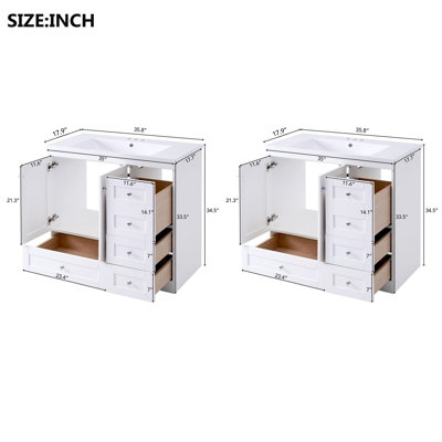 Meuble-lavabo autoportant de style Shaker de 72 pouces