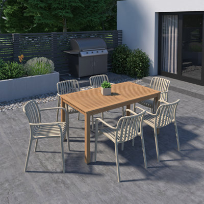 Amazonia Breian FSC Wood And And Resin Outdoor Patio Dining Set
