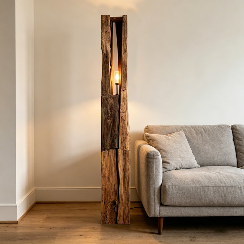 Lampes sur pied rectangulaires en bois massif