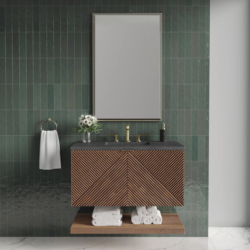 Marcello 36'' W Single Vanity, Charcoal Soapstone, 8" Widespread, 36"