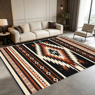 Tapis à rayures géométriques 1 pièce Aztec Southwestern