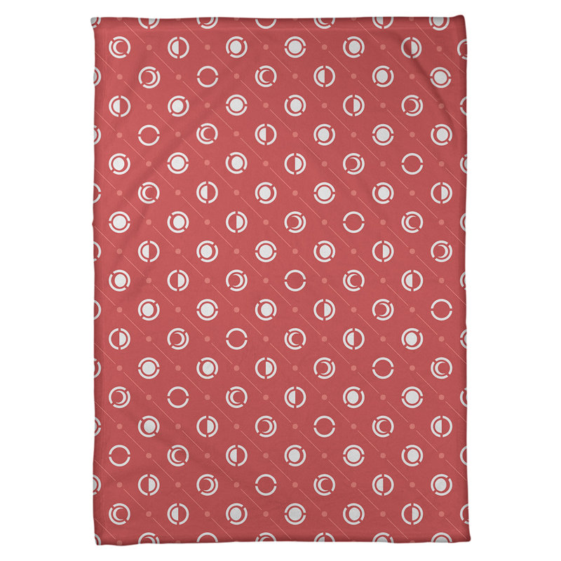 Couverture polaire moon phases, l 50 po x L 60 po, Blanc / rouge