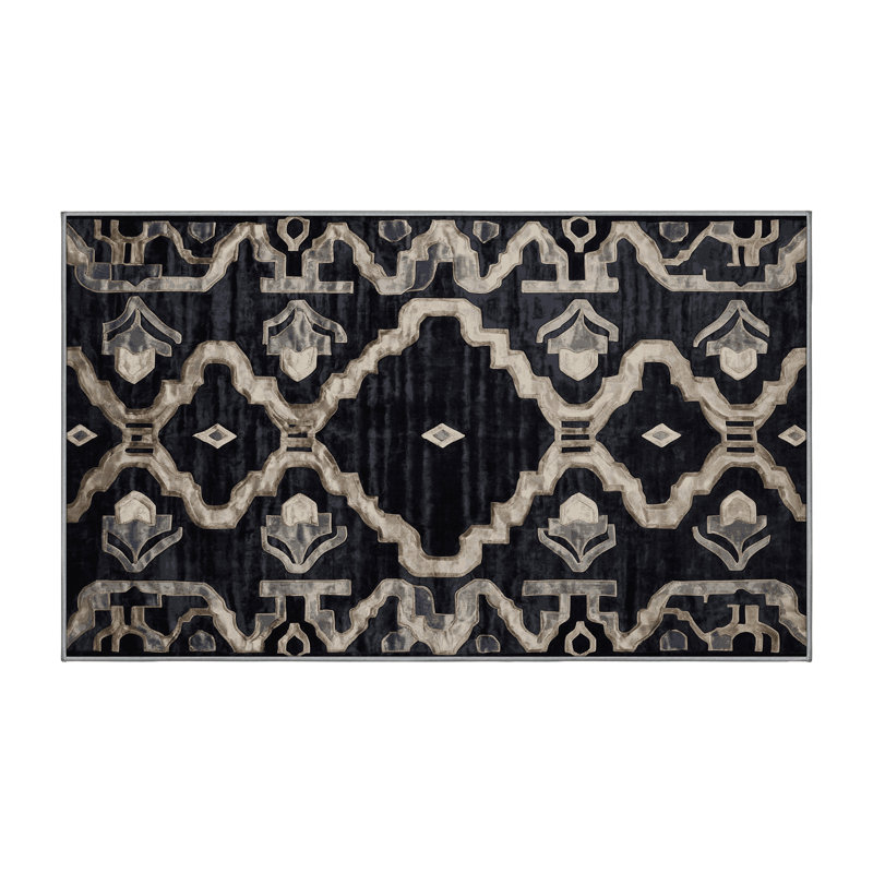 Machine Washable Gray Area Rug, Rectangle 7' x 9'