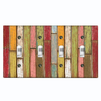 Plaque murale colorée à 4 interrupteurs à bascule Colorful Fence