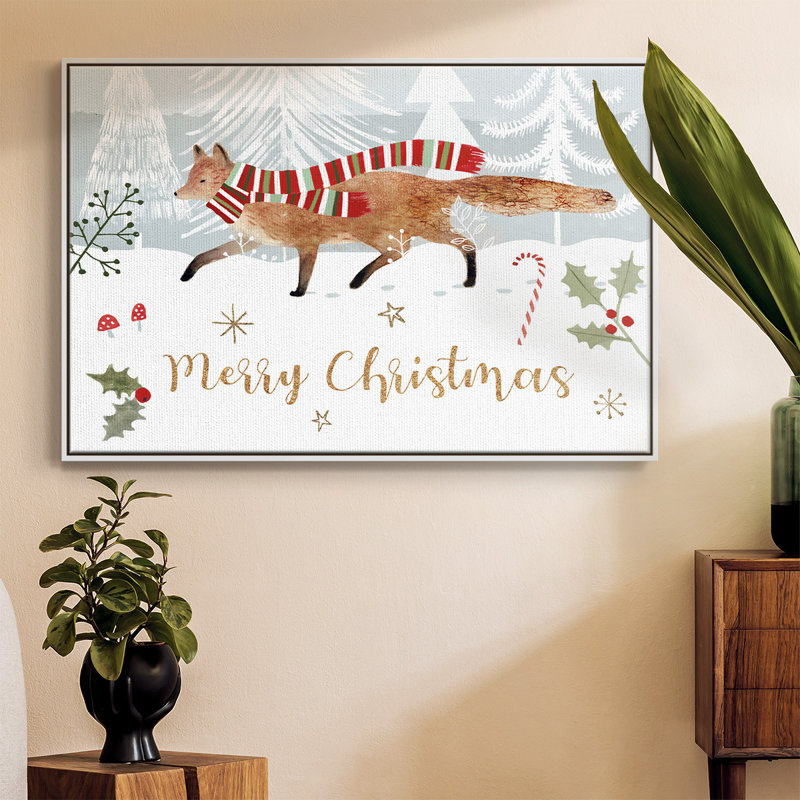 Woodland Christmas Collection A, reproduction d'art sur toile, H 25 po x l 37 po x P 2 po, Blanc