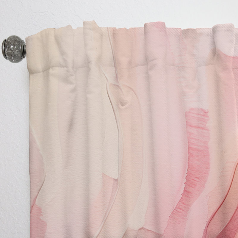 Aires Pink And Gold Enchanted Spills VII - Abstract Curtain - Velvet Room Darkening - 1 panel, 52" W x 108" L