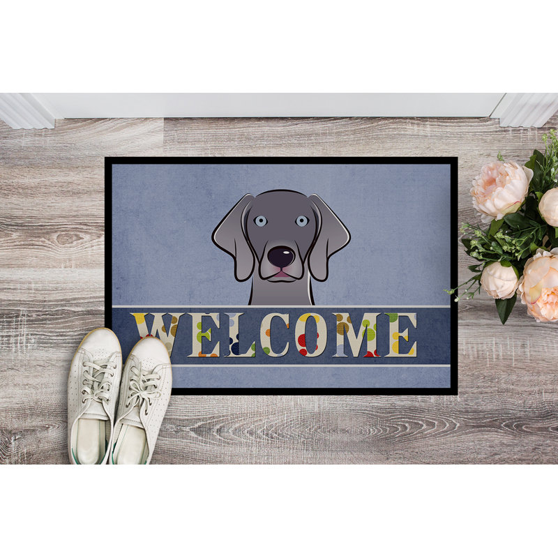 Paillasson d’extérieur antidérapant Wattsburg weimaraner, Rectangle 1 pi 6 po x 2 pi 3 po
