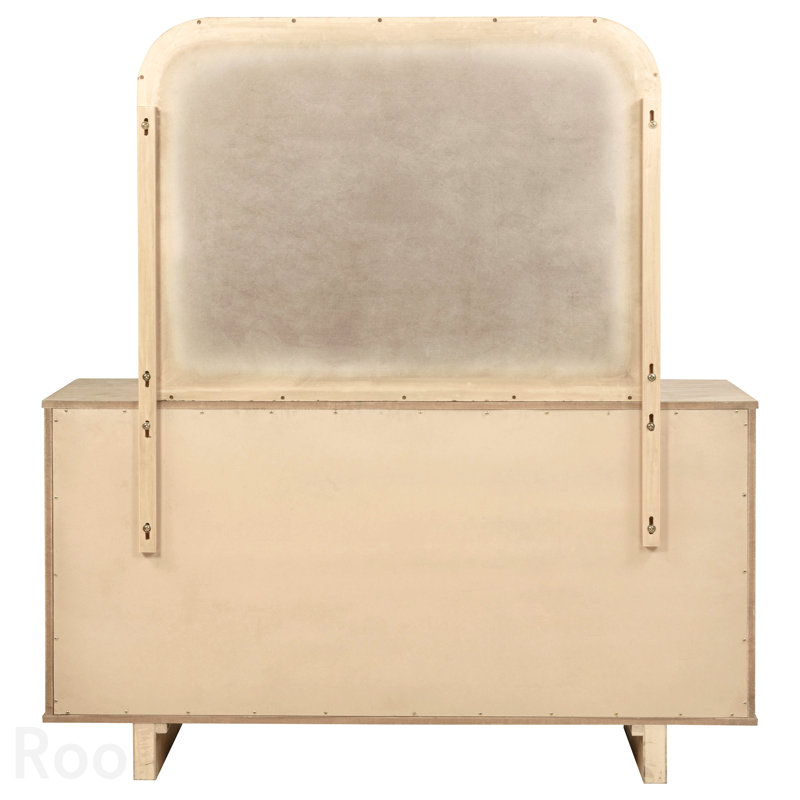 Commode 9 tiroirs avec miroir Beige Oak, collection Kimpton - Finition chêne beige
