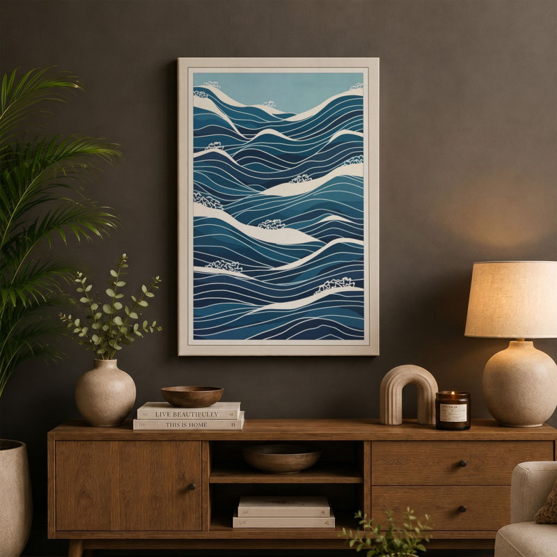Tidal Rhythms Coastal - Wrapped Canvas, 36x24 - 91.4 x 61.0 cm, Black Border