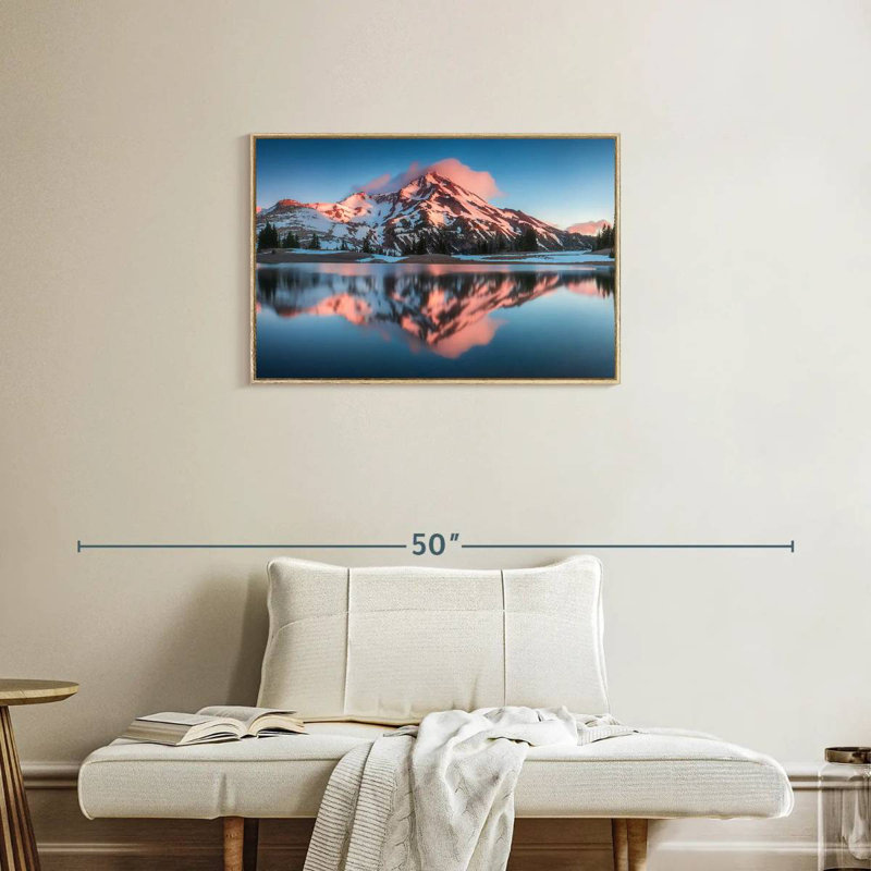 South Sister Mountains, Cadre flottant en bois naturel, 31 po x 21 po