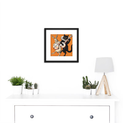 Cat and Hare with Banjos 1 Piece Single Picture Frame Painting