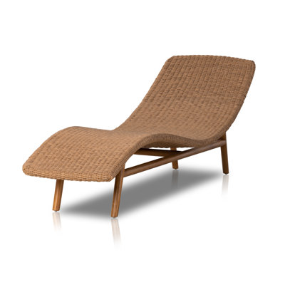 Chaise longue simple en teck de 80,5 po avec coussins Janine